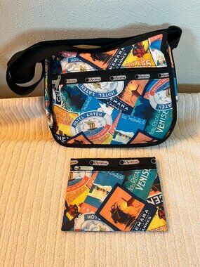 LeSportsac French  Riviera Nylon Crossbody Shoulder Bag w Matching Bag Set NWOT